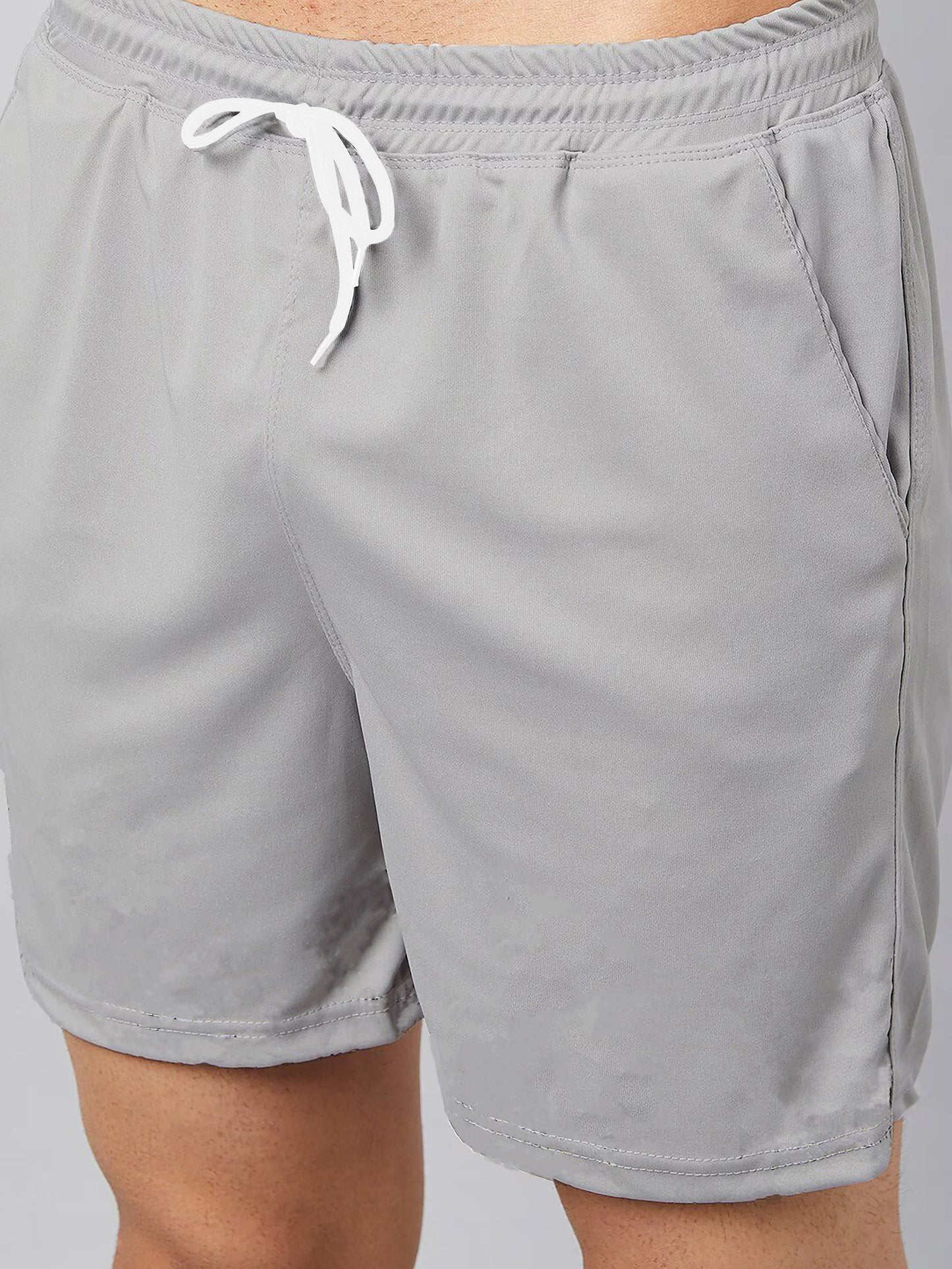 Grey Plain T Shirt Half Sleeve And Shorts With Pocket