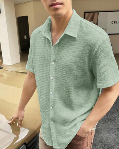 Light Green Colour Men's Casual Wear Cotton Structured Shirt