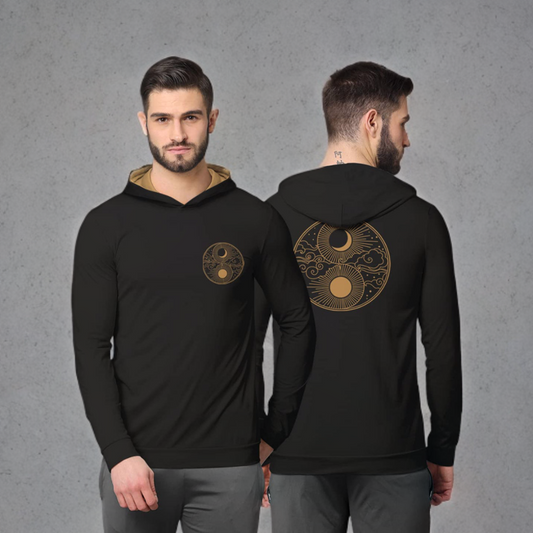 BULLMER Trendy Front & Back Printed Fullsleeve Hooded Sweatshirt for Men