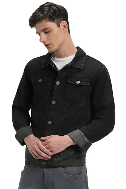 Dennis Lingo Men's Regular Fit Long Sleeve Button Down Panel Denim Jacket