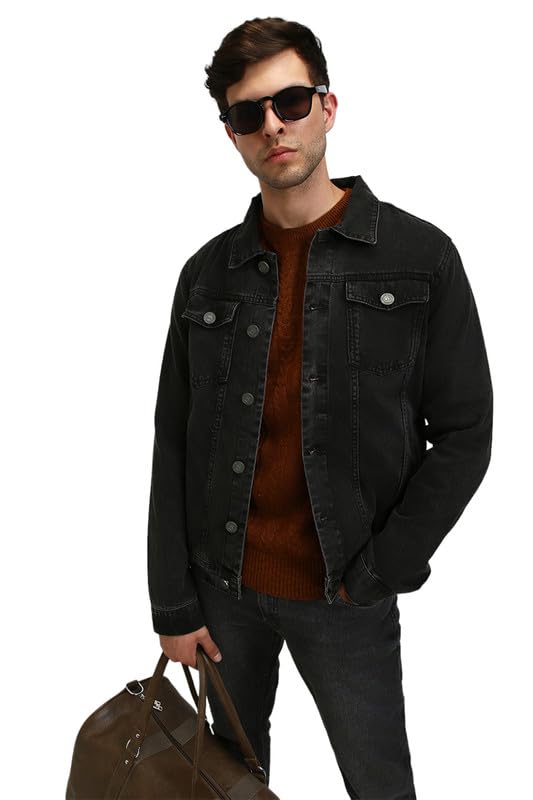 Dennis Lingo Men's Regular Fit Long Sleeve Button Down Panel Denim Jacket