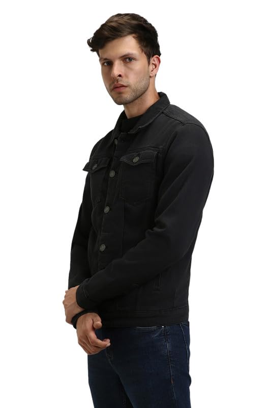 Dennis Lingo Men's Regular Fit Long Sleeve Button Down Panel Denim Jacket