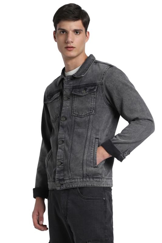 Dennis Lingo Men's Regular Fit Long Sleeve Button Down Panel Denim Jacket