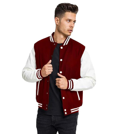 DROBE Cotton Blend Standard Length Lightweight Stylish Black Varsity Jacket For men