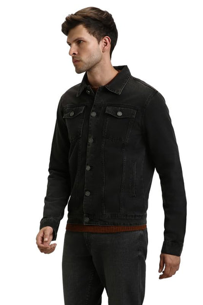 Dennis Lingo Men's Regular Fit Long Sleeve Button Down Panel Denim Jacket