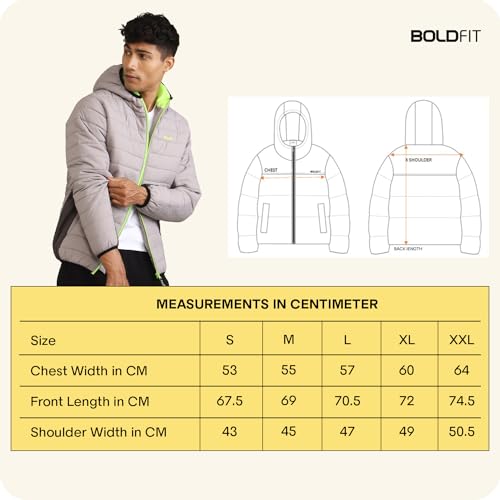 Boldfit Winter Polyester Jacket for Men Quilted Hooded Winter Jackets Full Sleeve Jacket Monsoon All Weather Jacket Wear Bomber Jacket Black Charcoal Medium