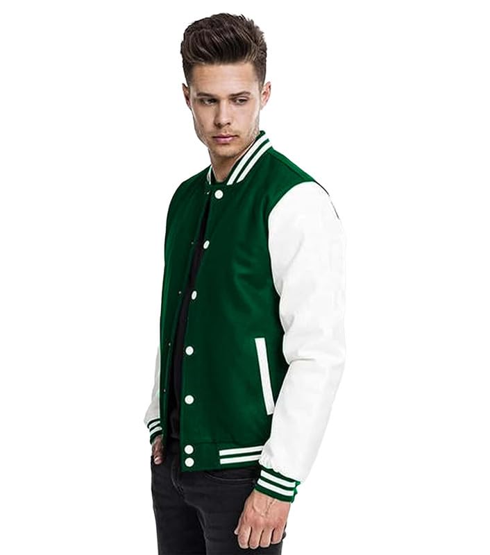 DROBE Cotton Blend Standard Length Lightweight Stylish Black Varsity Jacket For men