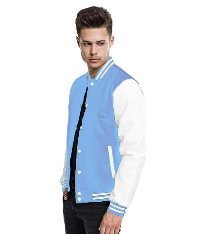 DROBE Cotton Blend Standard Length Lightweight Stylish Black Varsity Jacket For men