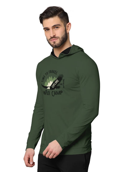 BULLMER Trendy Front & Back Printed Fullsleeve Hooded Sweatshirt for Men