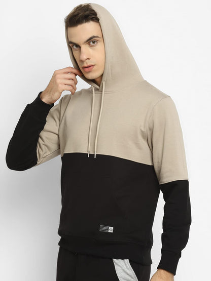 Alan Jones Clothing Men's Colorblock Cotton Regular Fit Hooded Sweatshirt