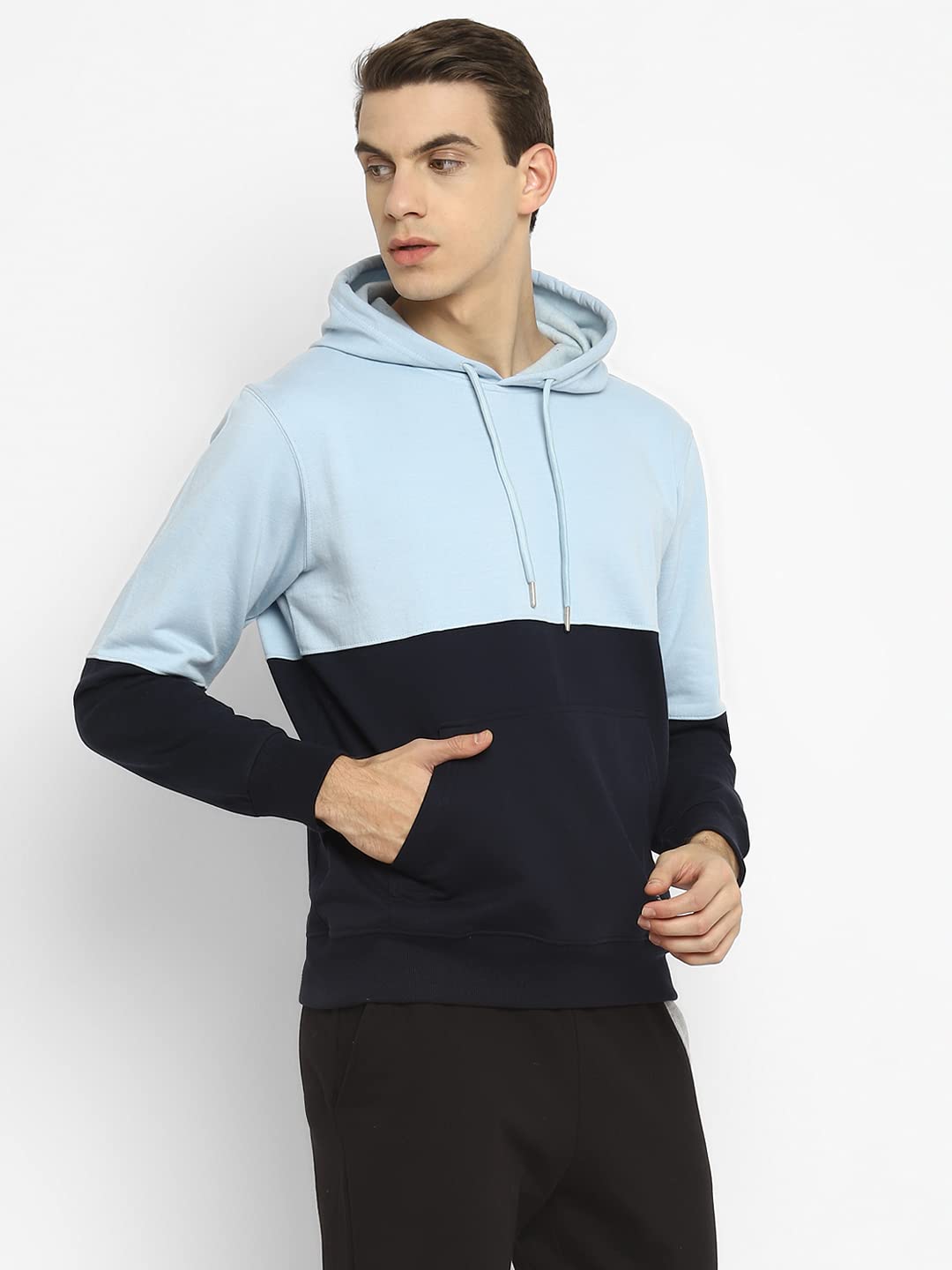 Alan Jones Clothing Men's Colorblock Cotton Regular Fit Hooded Sweatshirt