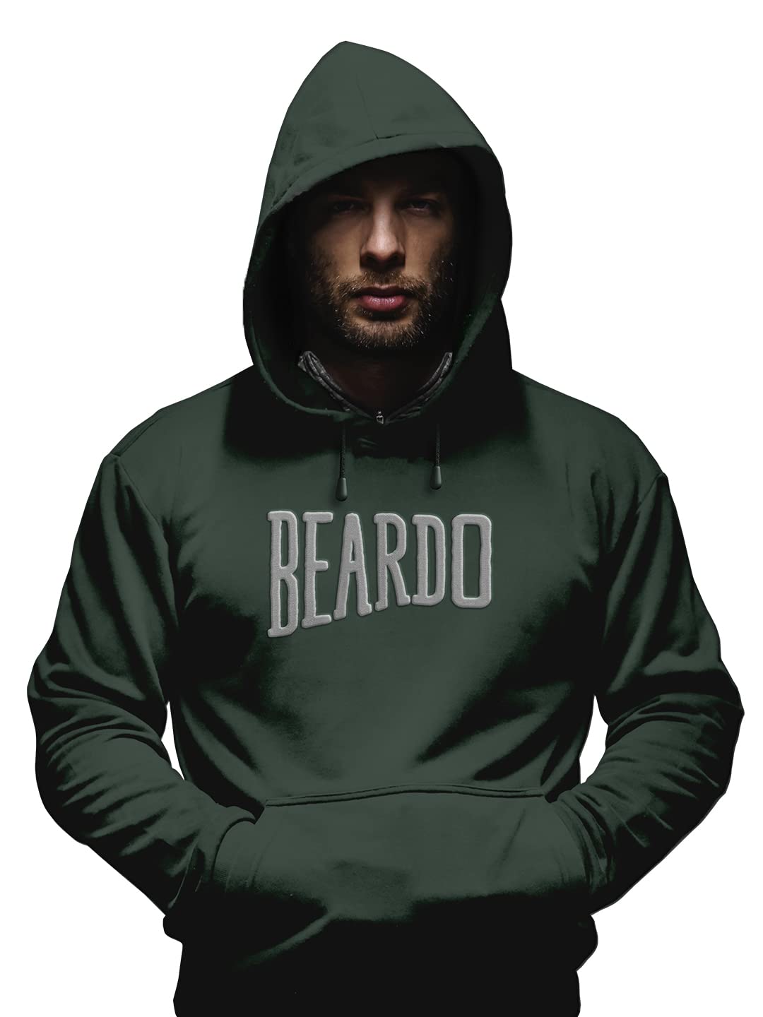 BEARDO unisex-adult Cotton Regular Hooded Neck Lion Heart Hoodie Green Large