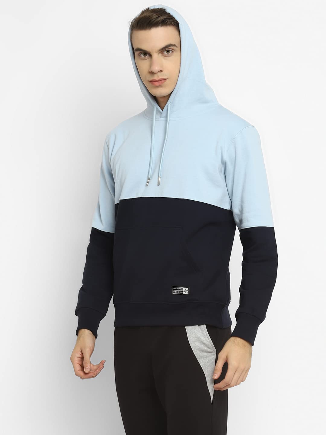 Alan Jones Clothing Men's Colorblock Cotton Regular Fit Hooded Sweatshirt