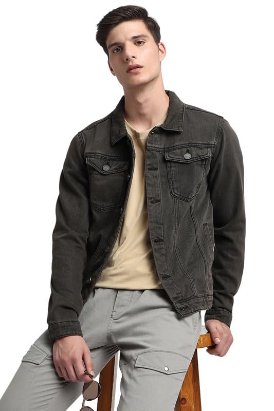 Dennis Lingo Men's Regular Fit Long Sleeve Button Down Panel Denim Jacket