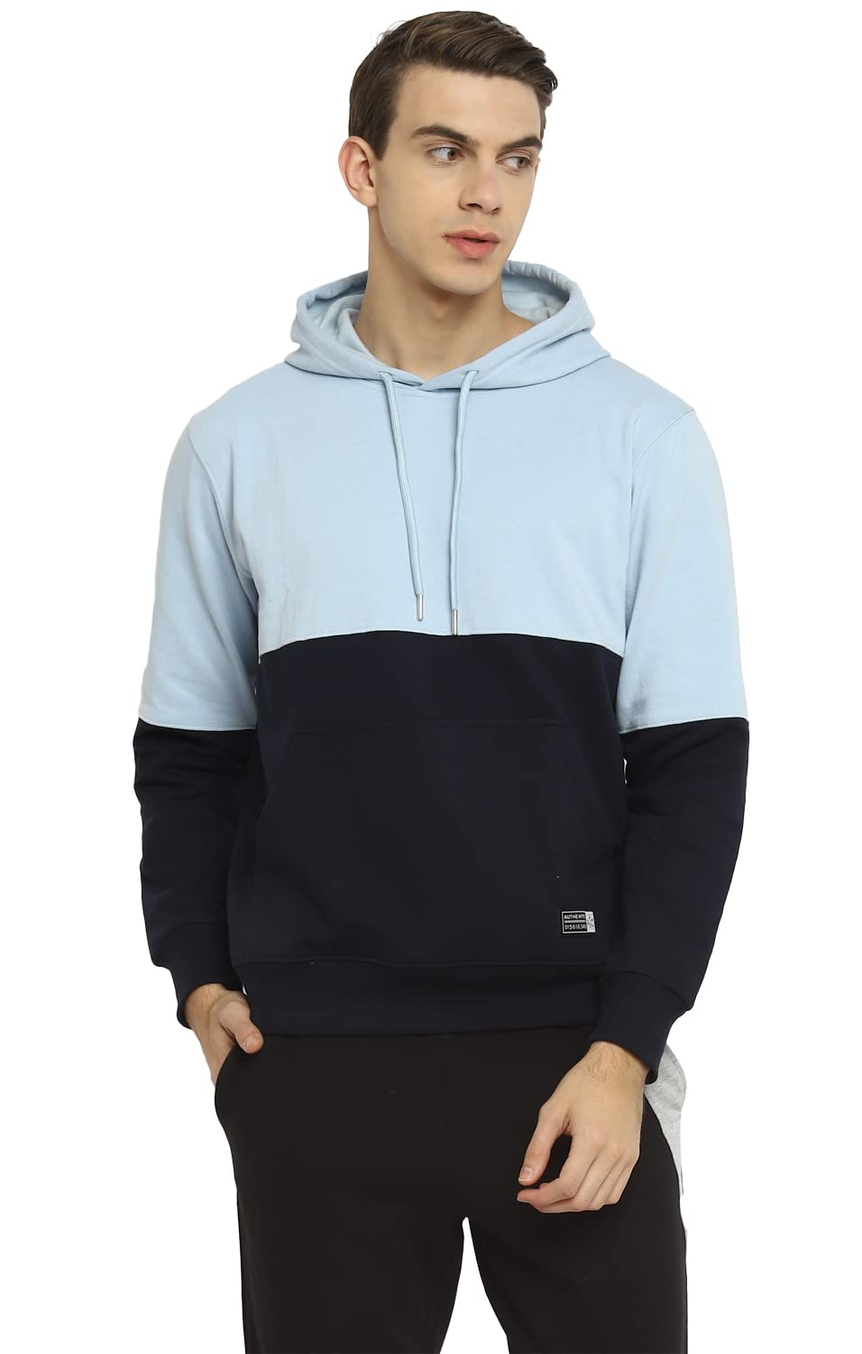 Alan Jones Clothing Men's Colorblock Cotton Regular Fit Hooded Sweatshirt