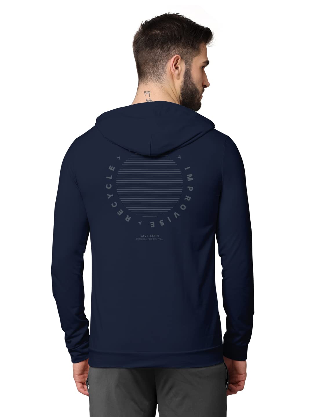 BULLMER Trendy Front & Back Printed Fullsleeve Hooded Sweatshirt for Men