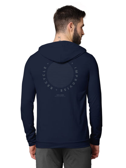 BULLMER Trendy Front & Back Printed Fullsleeve Hooded Sweatshirt for Men