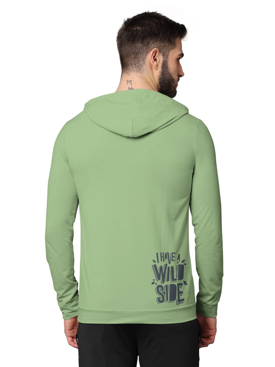 BULLMER Trendy Front & Back Printed Fullsleeve Hooded Sweatshirt for Men