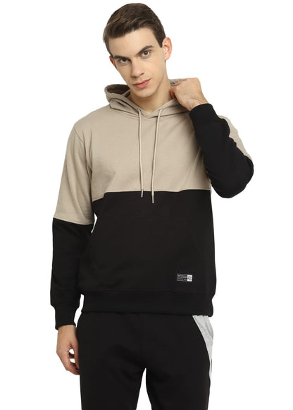 Alan Jones Clothing Men's Colorblock Cotton Regular Fit Hooded Sweatshirt