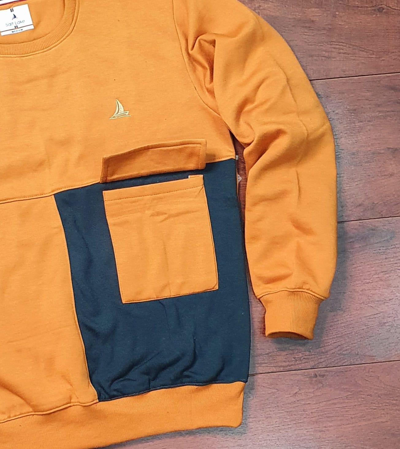 Men Fleece Color Block Full Sleeves Sweatshirt