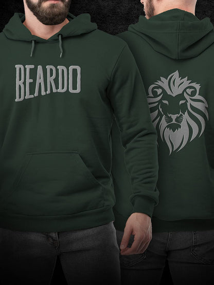 BEARDO unisex-adult Cotton Regular Hooded Neck Lion Heart Hoodie Green Large