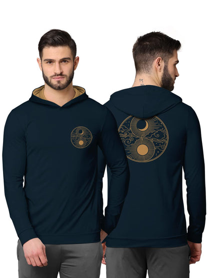 BULLMER Trendy Front & Back Printed Fullsleeve Hooded Sweatshirt for Men