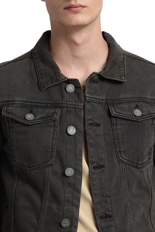 Dennis Lingo Men's Regular Fit Long Sleeve Button Down Panel Denim Jacket