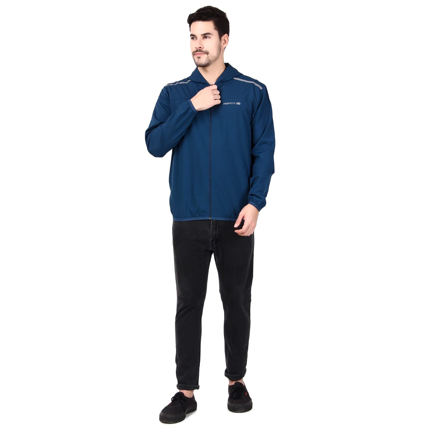 PERFKT-U Men Polyester Full Sleeve Solid Standard Length Sports Jacket