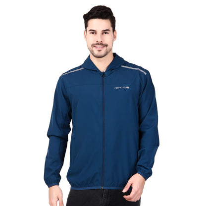 PERFKT-U Men Polyester Full Sleeve Solid Standard Length Sports Jacket