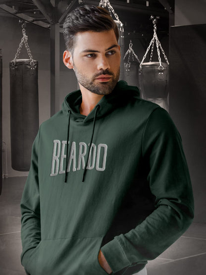 BEARDO unisex-adult Cotton Regular Hooded Neck Lion Heart Hoodie Green Large