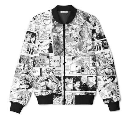 Koverify Anime Manga print white Bomber jacket Anime all over printed jacket for men