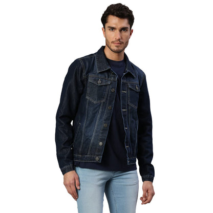 Dennis Lingo Men's Regular Fit Long Sleeve Button Down Panel Denim Jacket