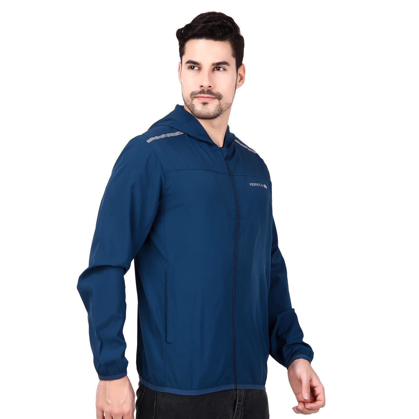 PERFKT-U Men Polyester Full Sleeve Solid Standard Length Sports Jacket