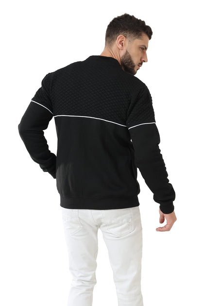 fanideaz Men’s Black Full Sleeve Diamond Cut Bomber Jackets for Men