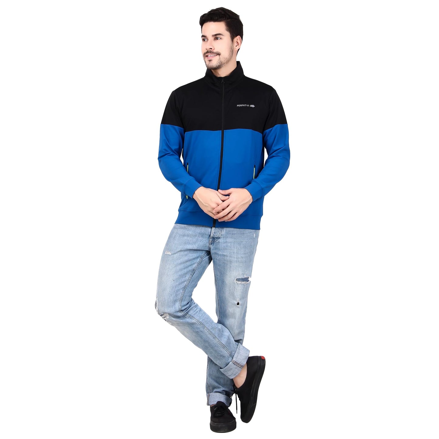 PERFKT-U Men Polyester Full Sleeve Solid Standard Length Sports Jacket