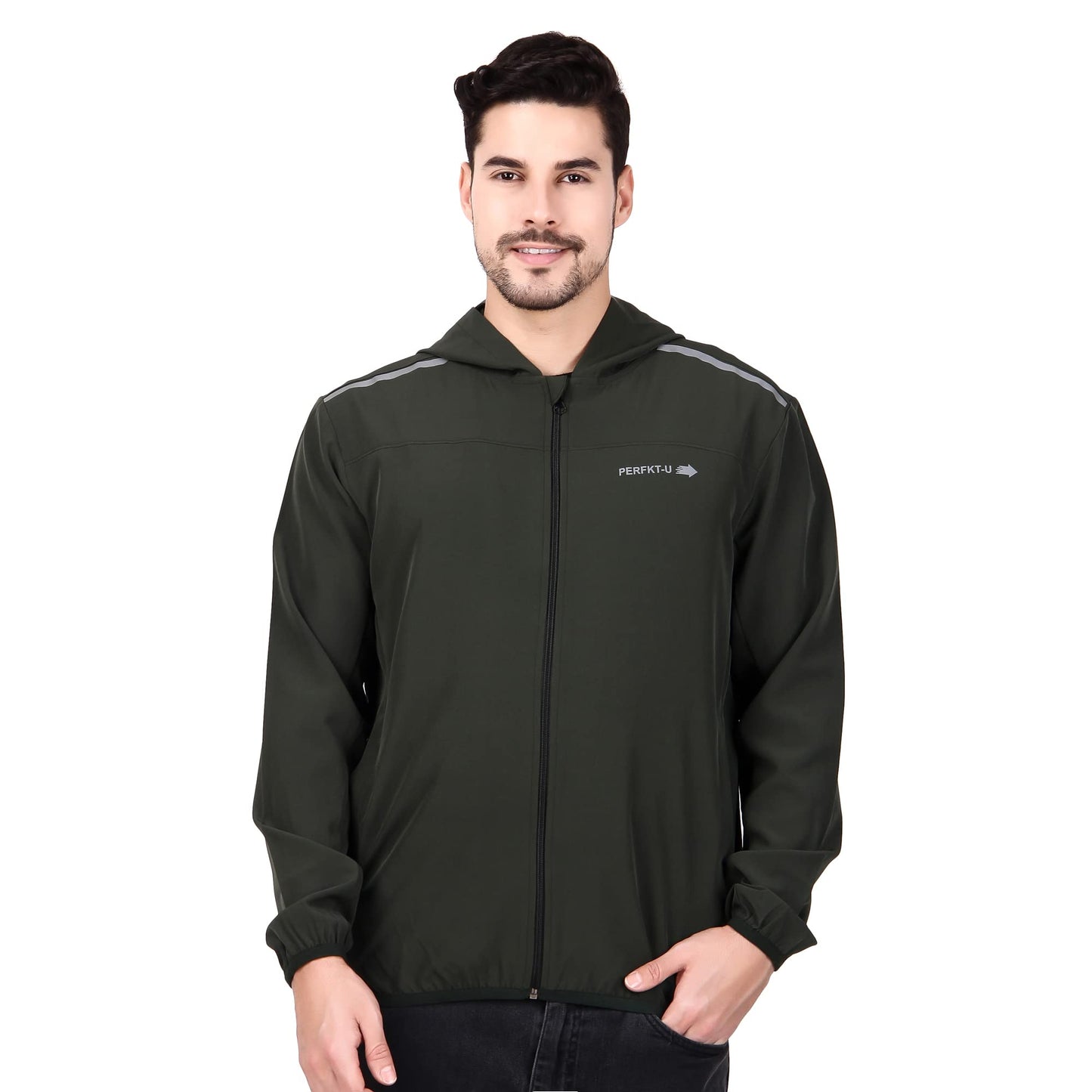 PERFKT-U Men Polyester Full Sleeve Solid Standard Length Sports Jacket