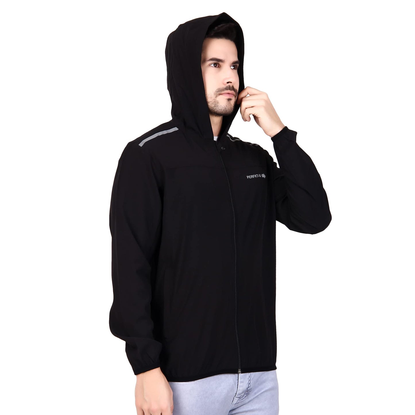 PERFKT-U Men Polyester Full Sleeve Solid Standard Length Sports Jacket