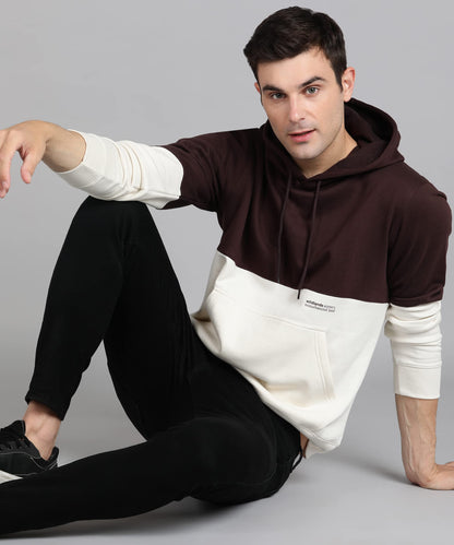 Alan Jones Clothing Men's Colorblock Cotton Regular Fit Hooded Sweatshirt