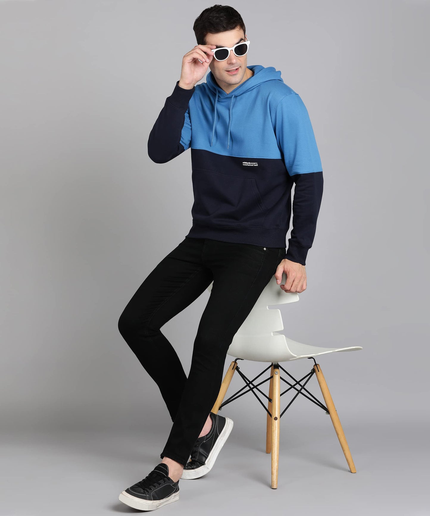 Alan Jones Clothing Men's Colorblock Cotton Regular Fit Hooded Sweatshirt