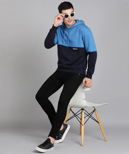 Alan Jones Clothing Men's Colorblock Cotton Regular Fit Hooded Sweatshirt