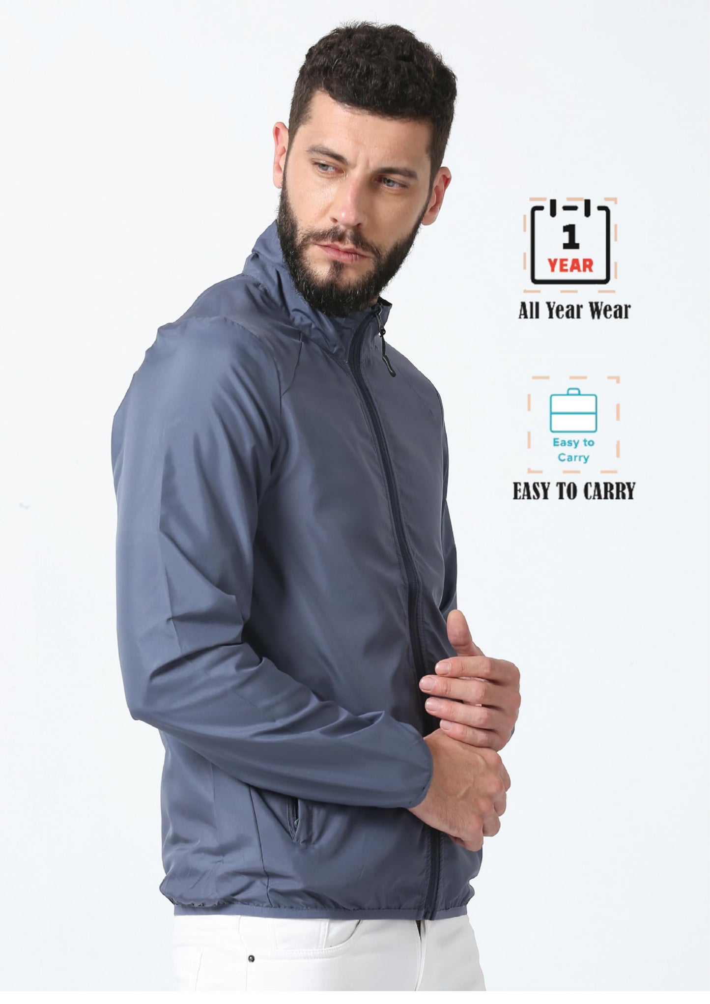 CNMN IDry Jacket Breathable Jacket for Men - Lightweight, Single Layer - All Year Wear, Everyday Wear, Biker Jacket