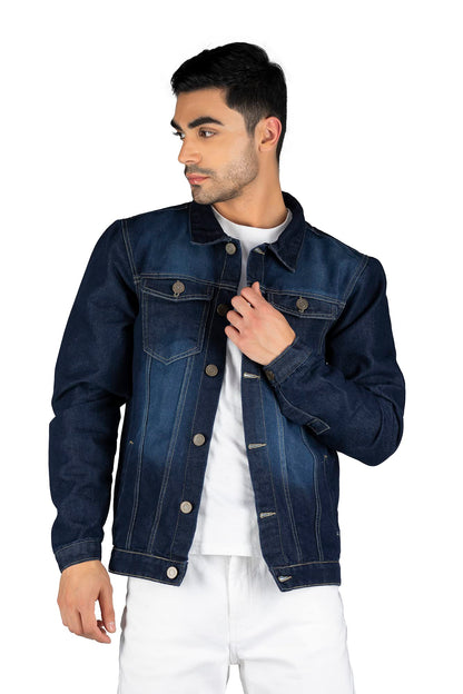 Dennis Lingo Men's Regular Fit Long Sleeve Button Down Panel Denim Jacket