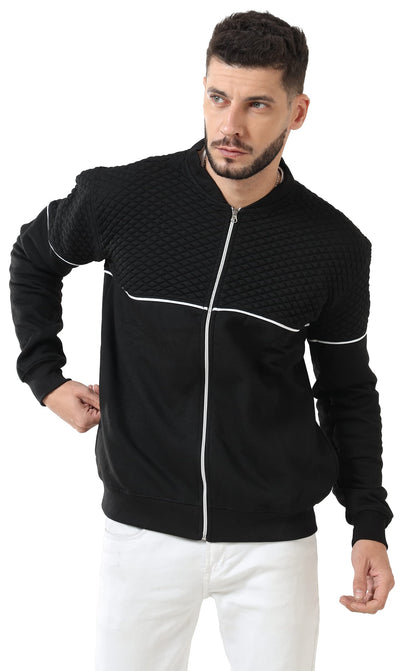 fanideaz Men’s Black Full Sleeve Diamond Cut Bomber Jackets for Men