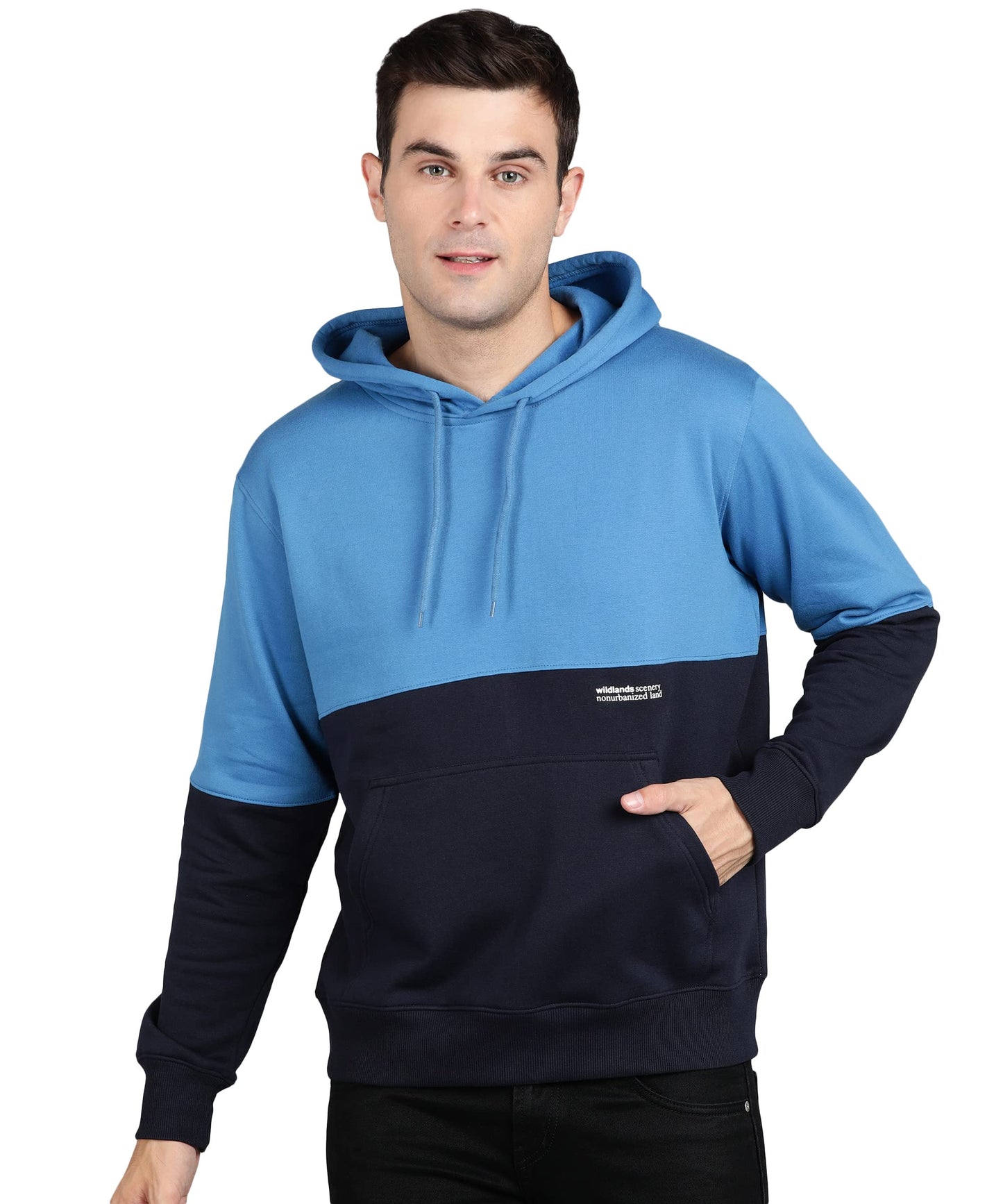 Alan Jones Clothing Men's Colorblock Cotton Regular Fit Hooded Sweatshirt