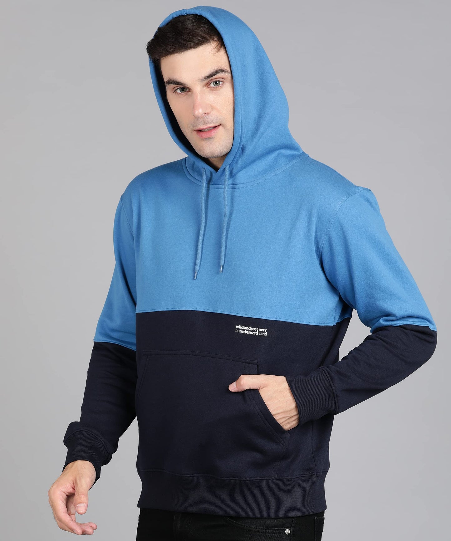 Alan Jones Clothing Men's Colorblock Cotton Regular Fit Hooded Sweatshirt