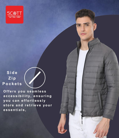 Scott International Winter Jacket for Men Bomber Jacket Mens Nylon Quilted standard length Puffer Jacket Full Sleeve Mens Jacket Monsoon Jackets for Men