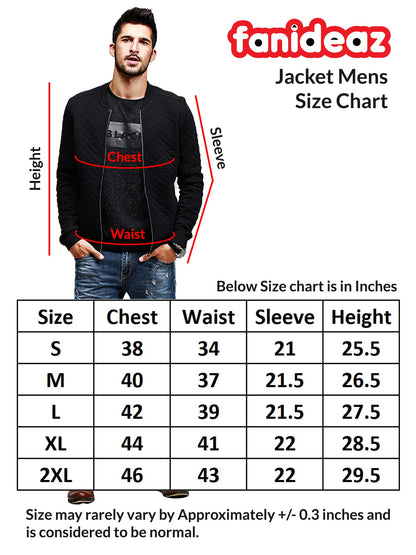 fanideaz Men’s Black Full Sleeve Diamond Cut Bomber Jackets for Men