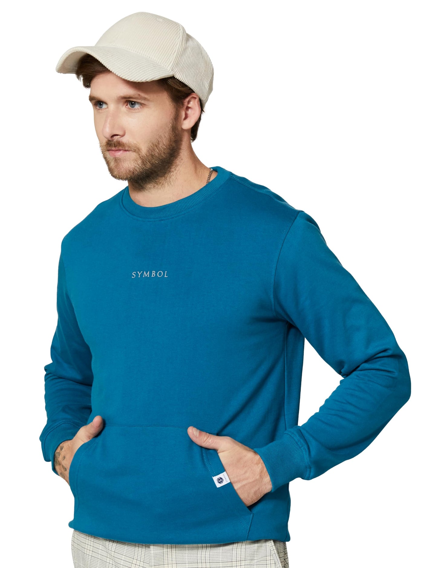 Amazon Brand - Symbol Men Cotton Rich Light Weight Crew Neck Sweatshirt (Regular Fit)