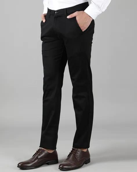 Polyester Blend Solid Slim Fit Mens Formal Trouser