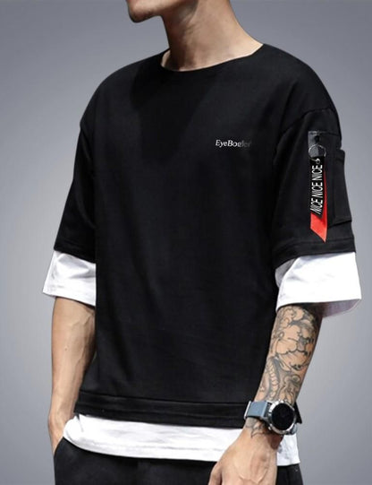 Eyebogler Men Colorblock Round Neck T-shirt